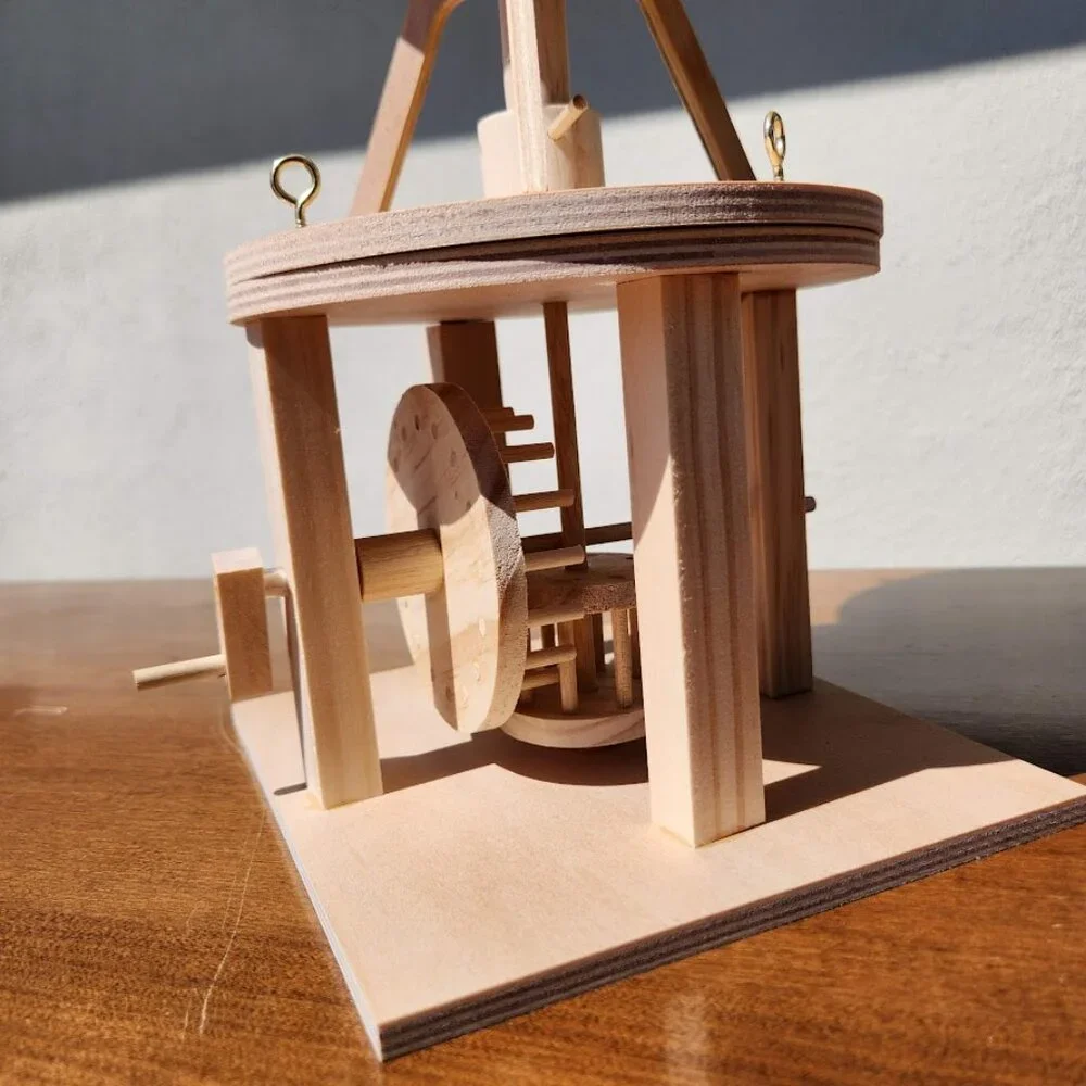 Leonardo da Vinci Wood Model Aerial Screw Helicopter Flying Machine Wooden DIY